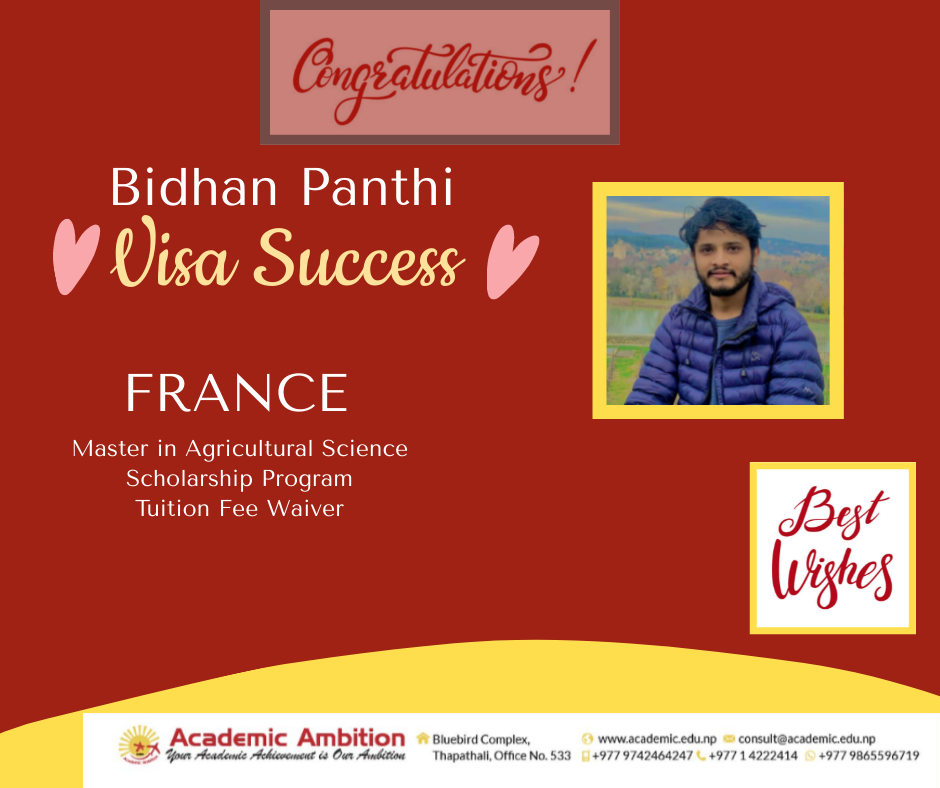 France Visa - Full Scholarship with Stipend - Master Agriculture