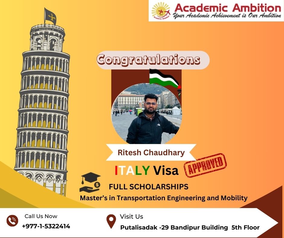 Italy Visa - Master Transportation Engineering - Scholarship with Stipend