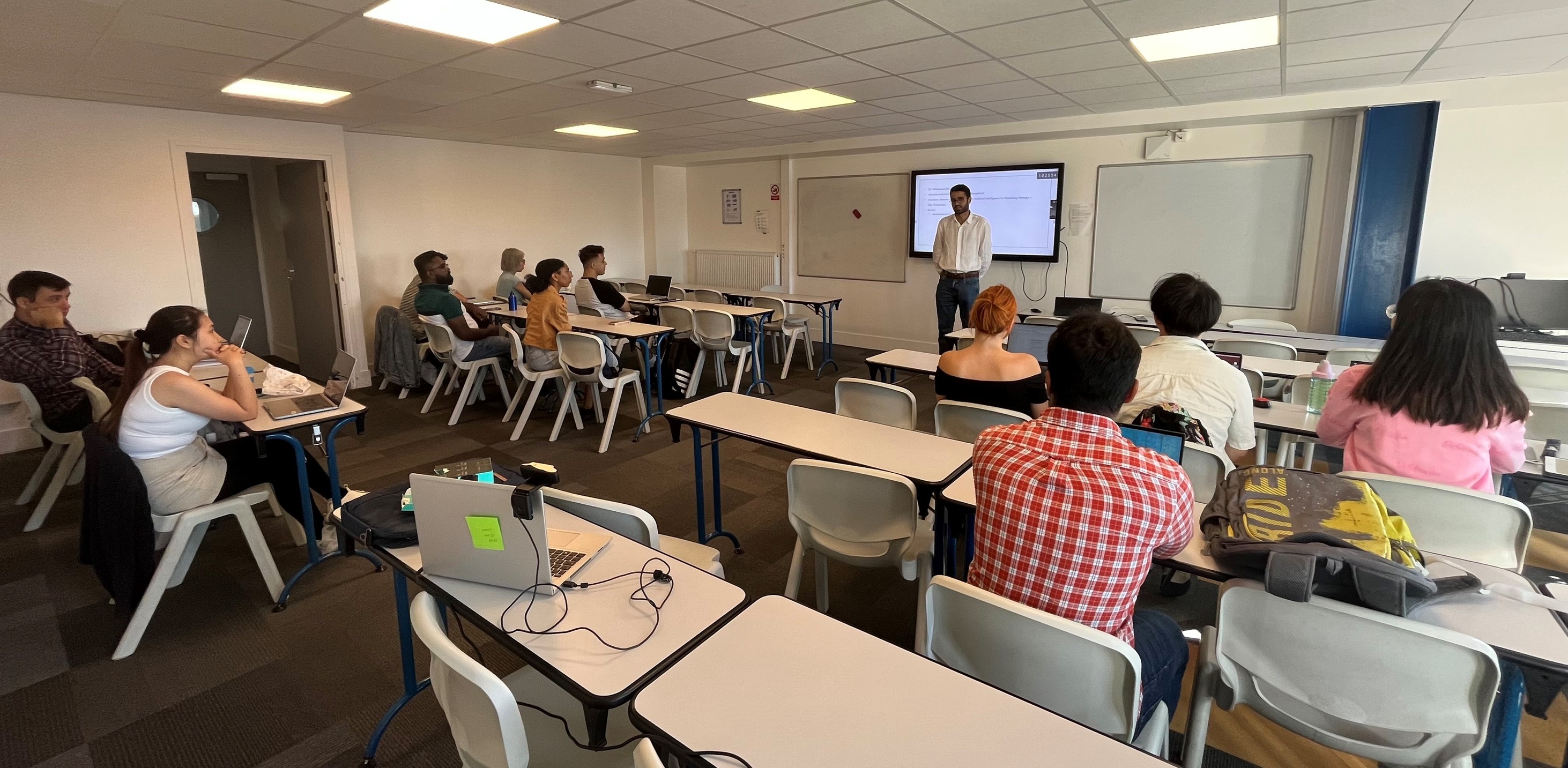 Students in a professional classroom environment